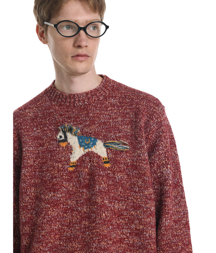 Unisex Tassel Jacquard Pony Sweater