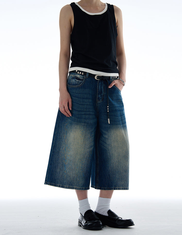 Old wash denim shorts