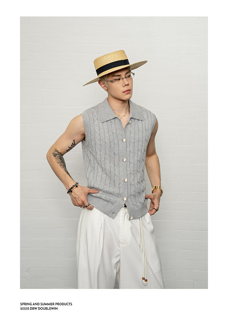Lapel knit vest