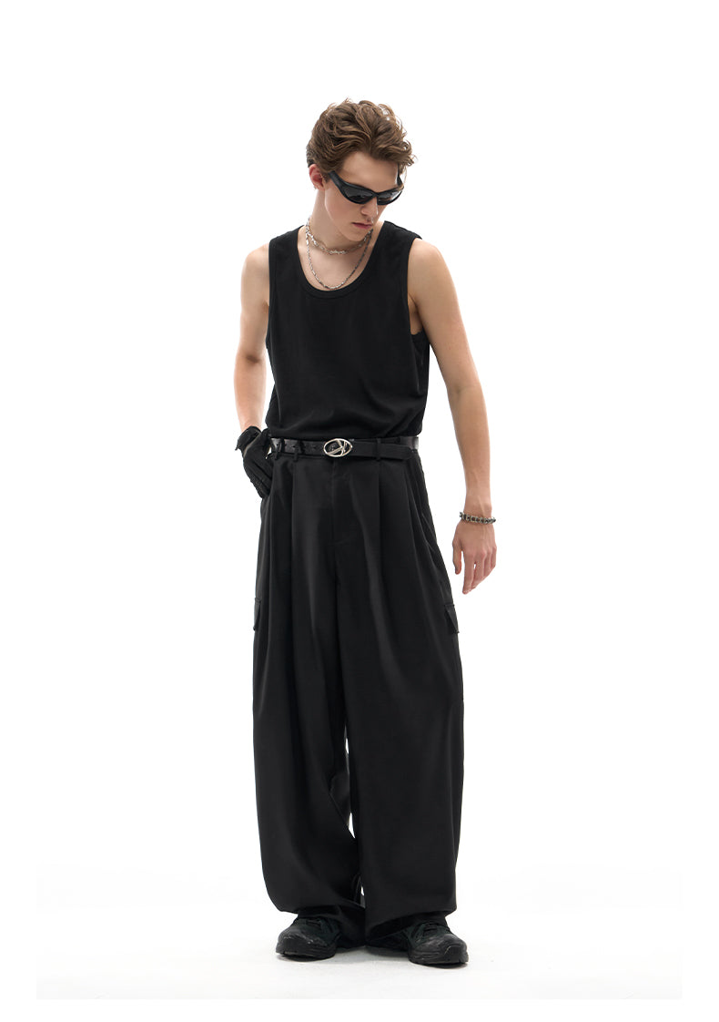 Oversized pleated casual pants