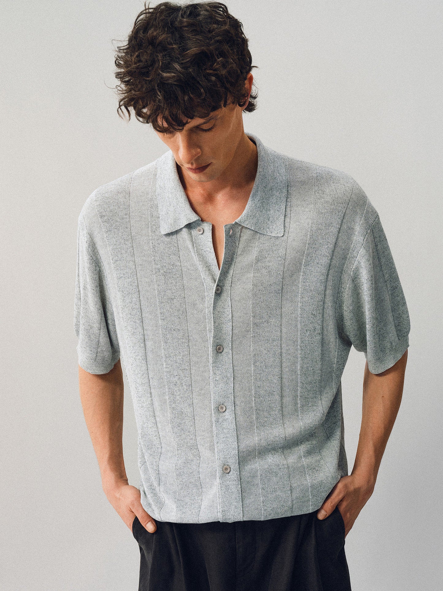 Linen-style button-down shirt