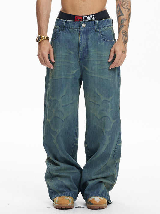 Laser Burnt Washed Jeans