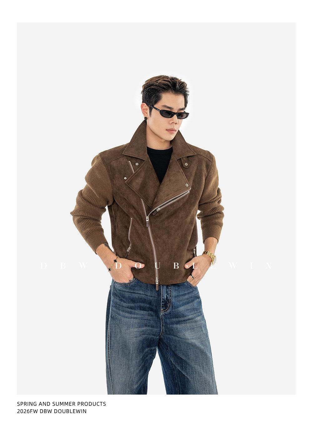 Rider Jacket with Diagonal Placket