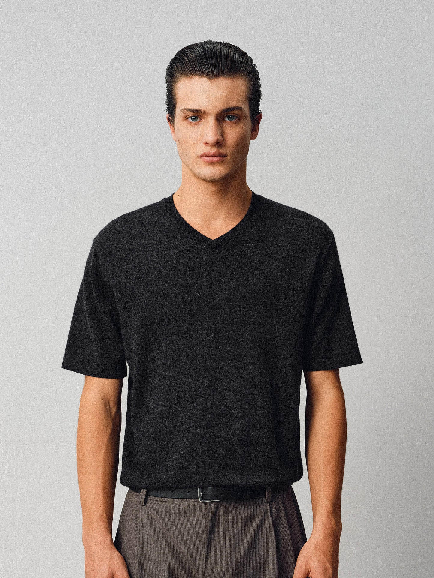 V-neck Wool Knit Shirt