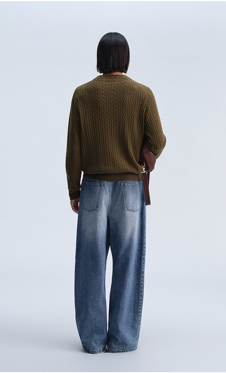 Washed Gradient Mist Double-Pleated Jeans