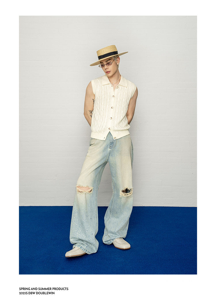 Lapel knit vest