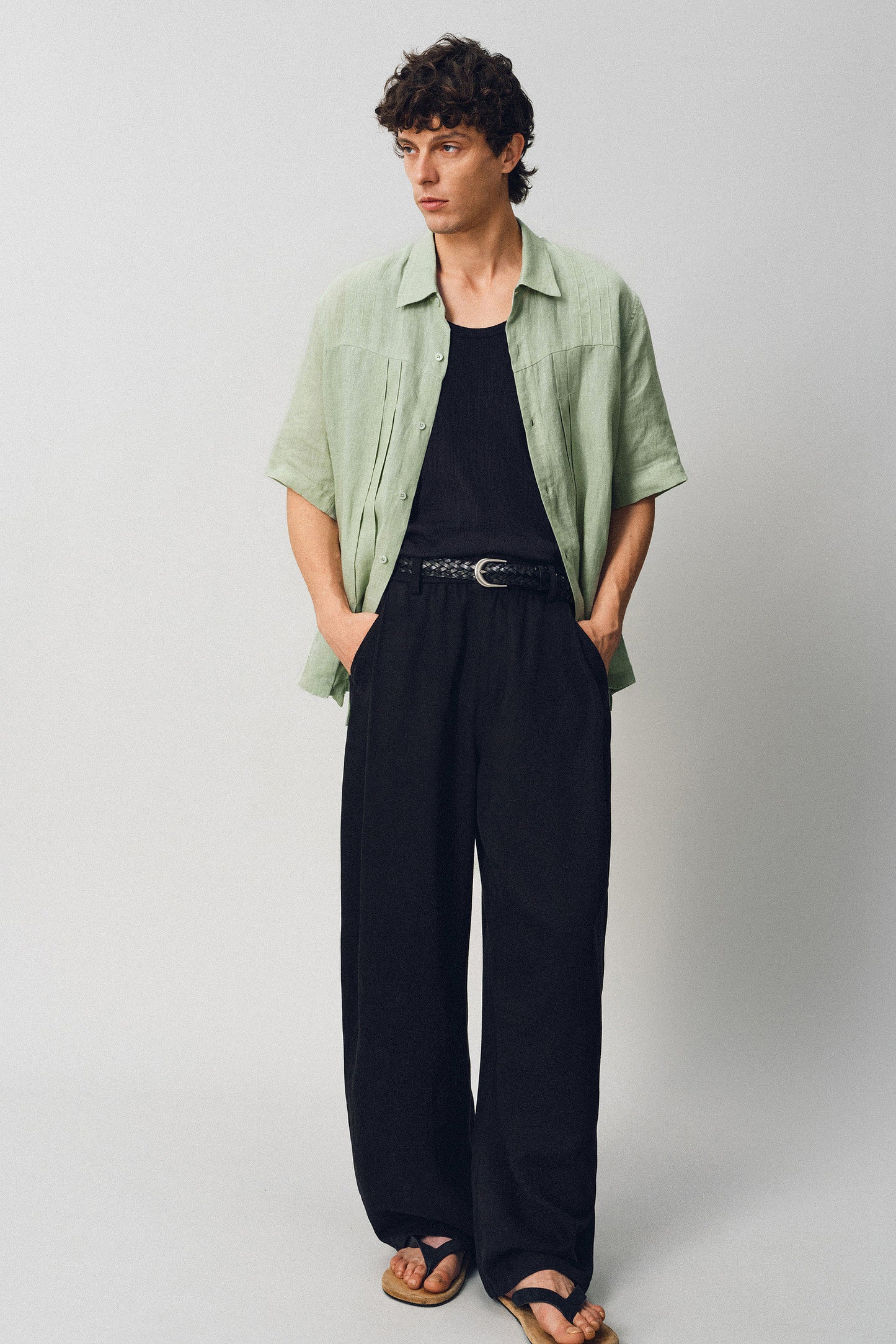 Wrinkled-effect Pleated Shirt