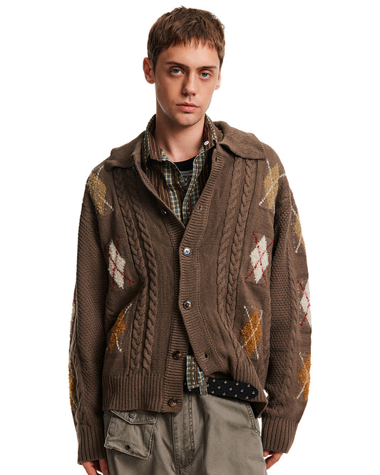 Cable-Knit Diamond Cardigan