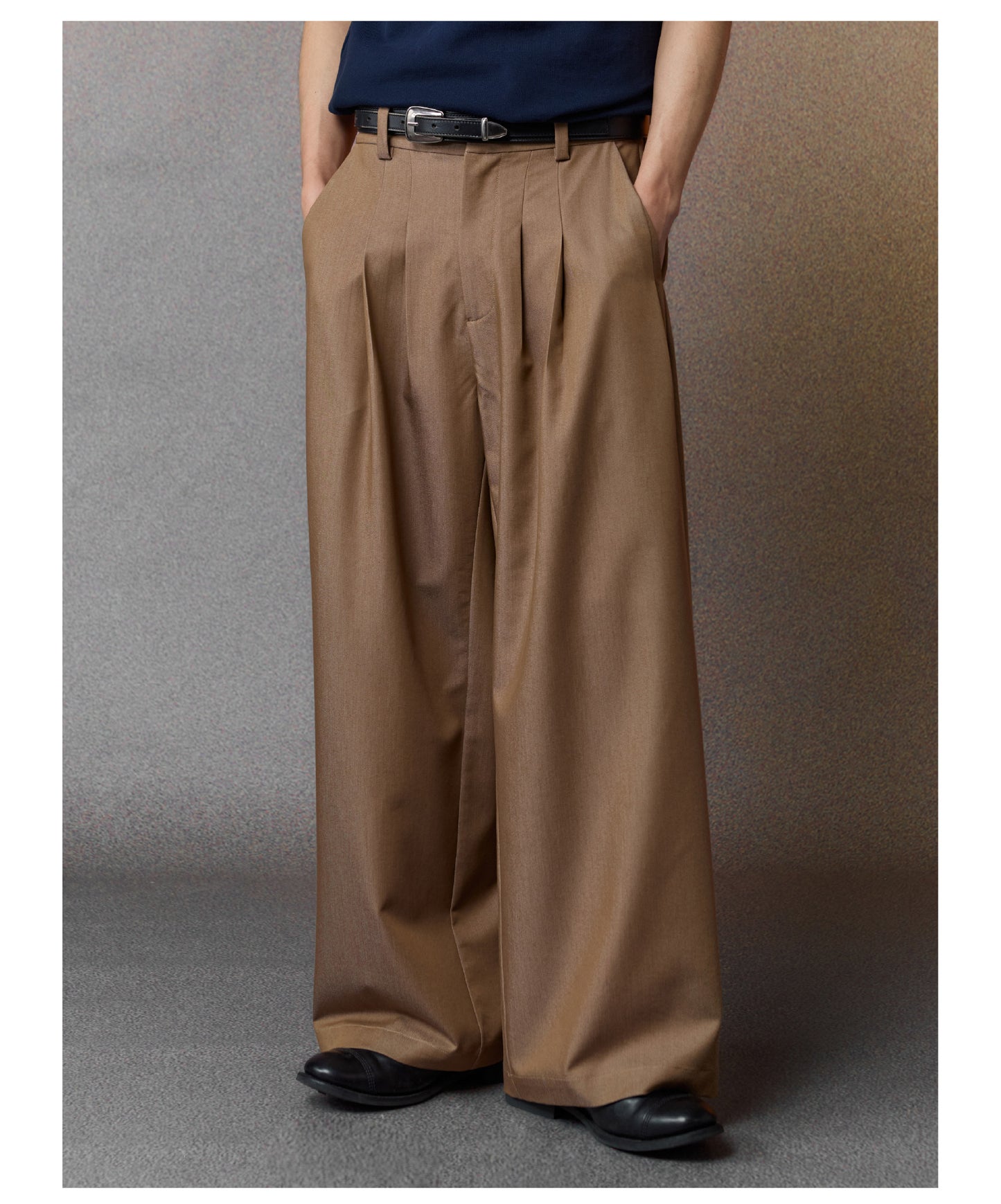 Draped Straight-Leg Pants