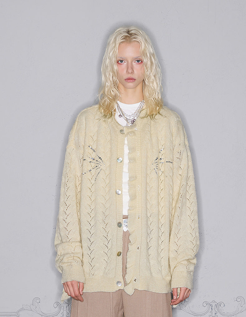 Sequined Hollow Cardigan