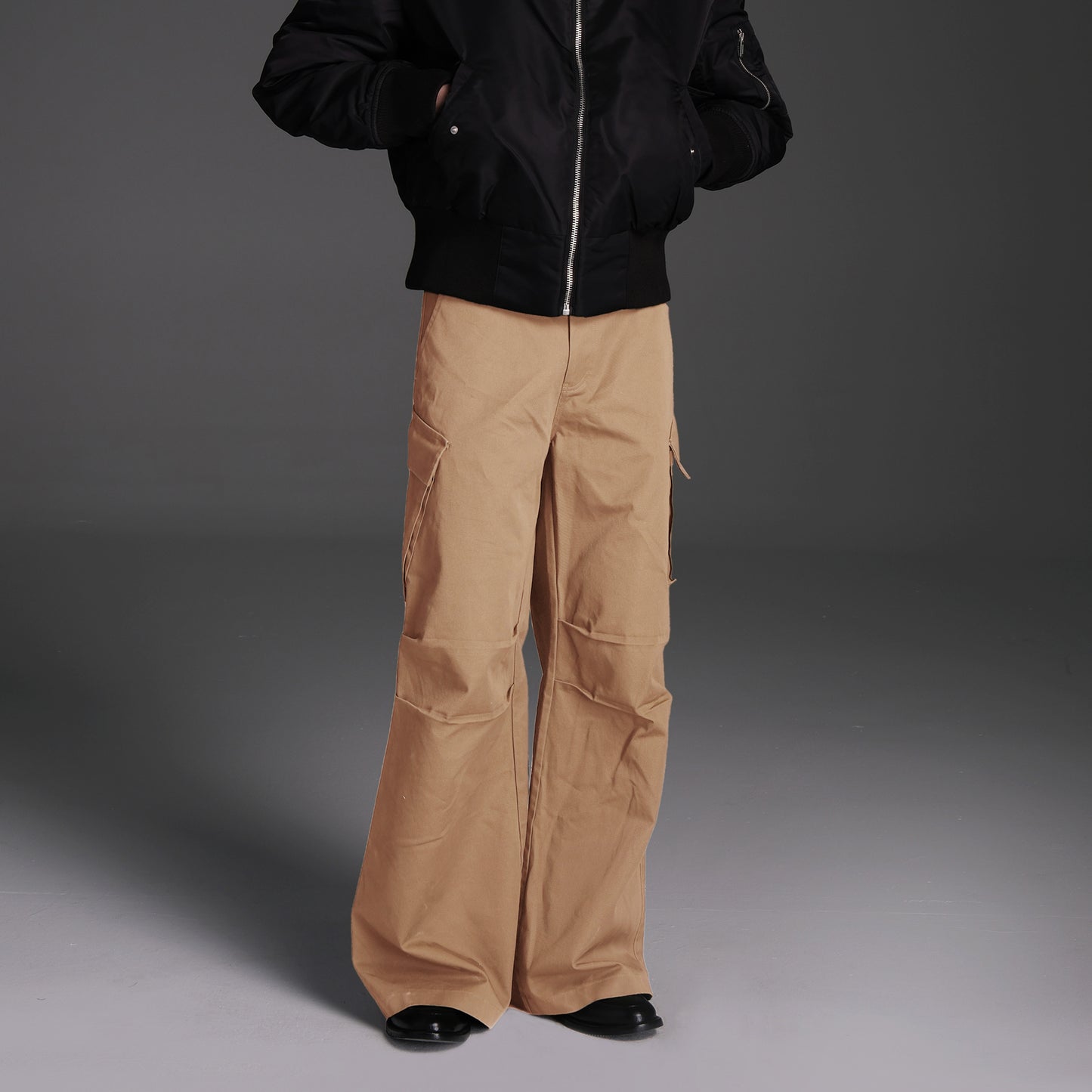 Diagonal Pockets Wide Casual Pants