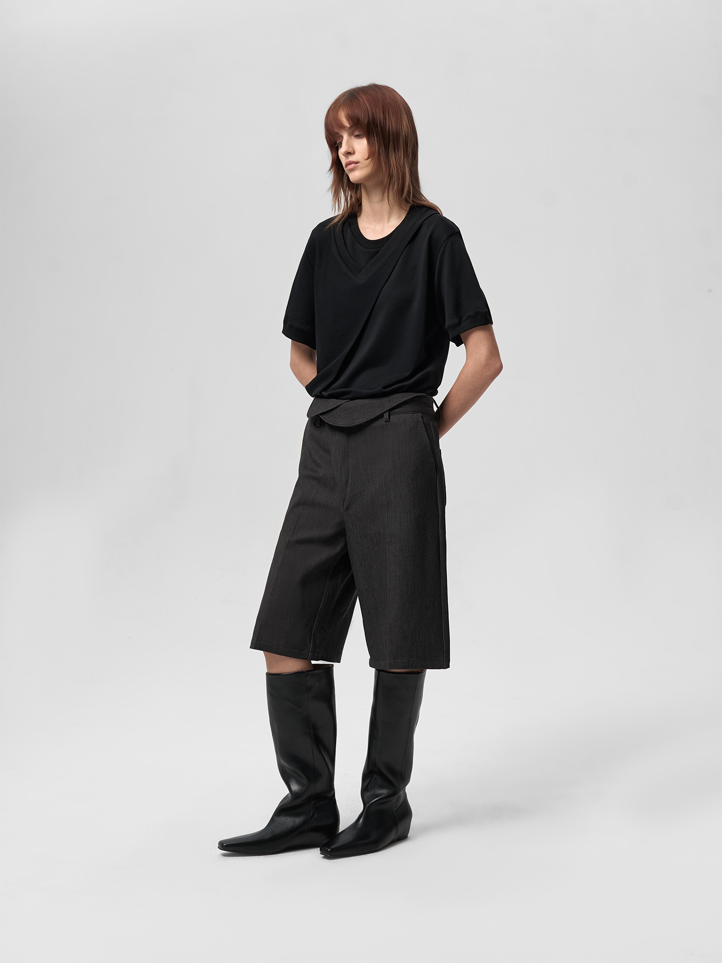 V-neck Double-Collar T-shirt