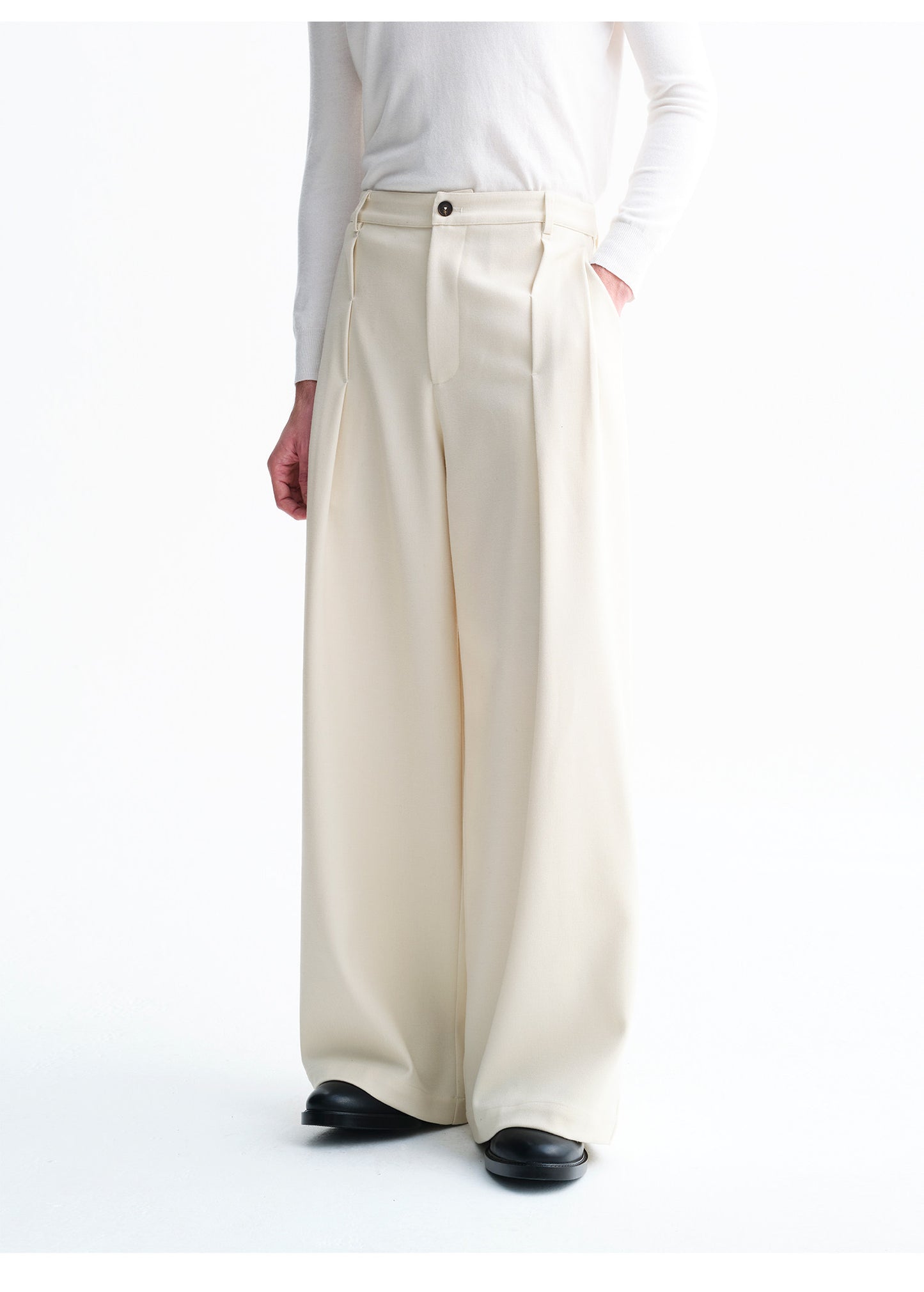 Unisex Pleated Wide-Leg Pants