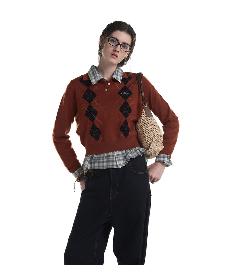 College Diamond Wool Polo Shirt