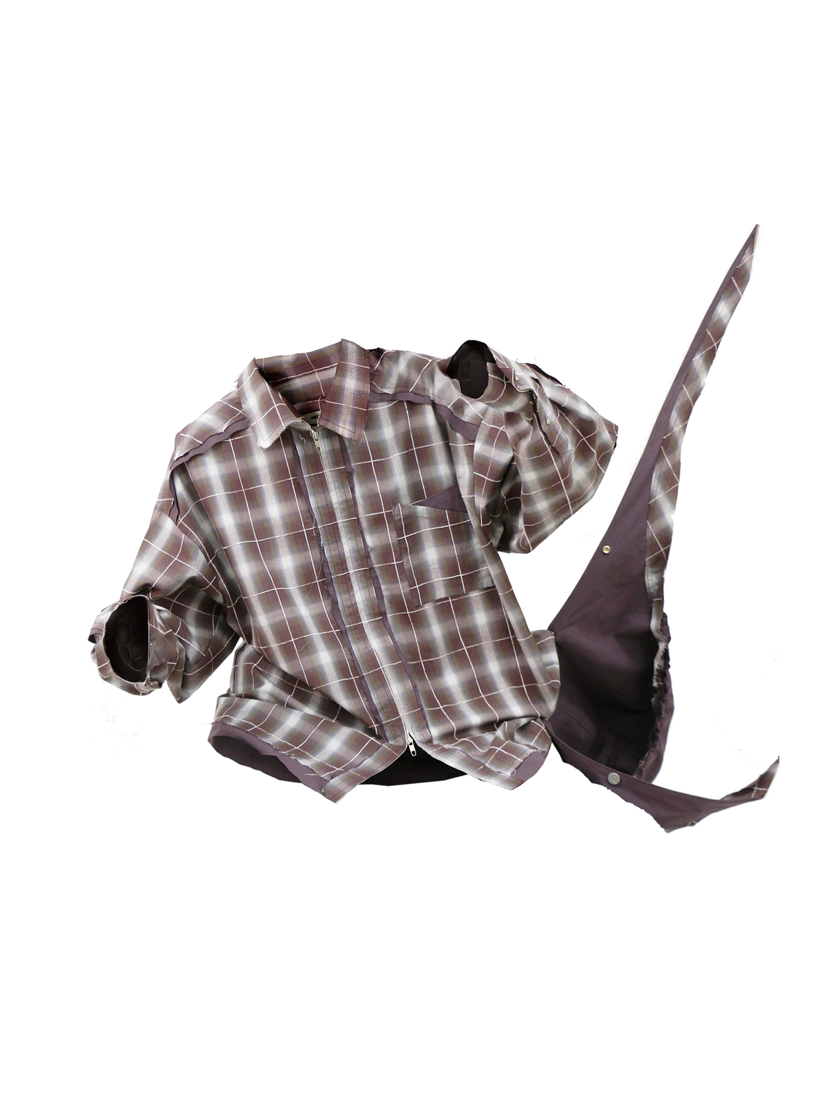 Loose-Fitting Frilled Zipper Shirt with Detachable Hood