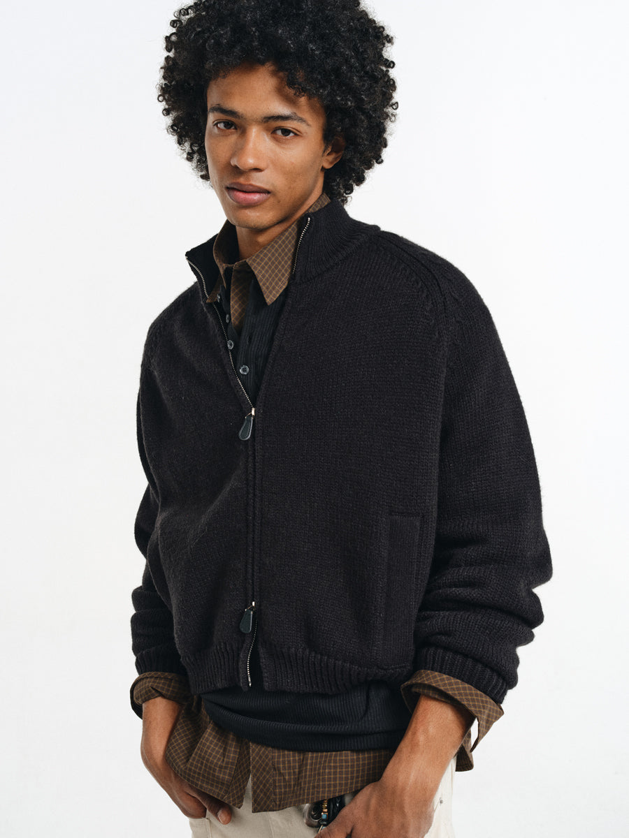 Wool Blend Stand Collar Jacket