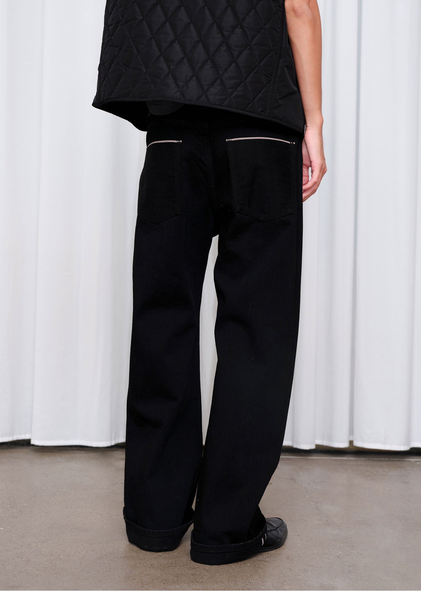 Basic Light-Wash Plain Black Denim