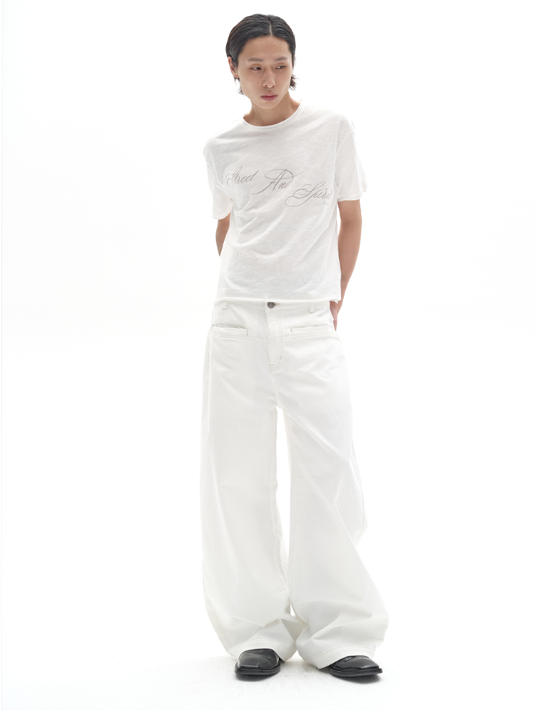 Wide-leg denim pants