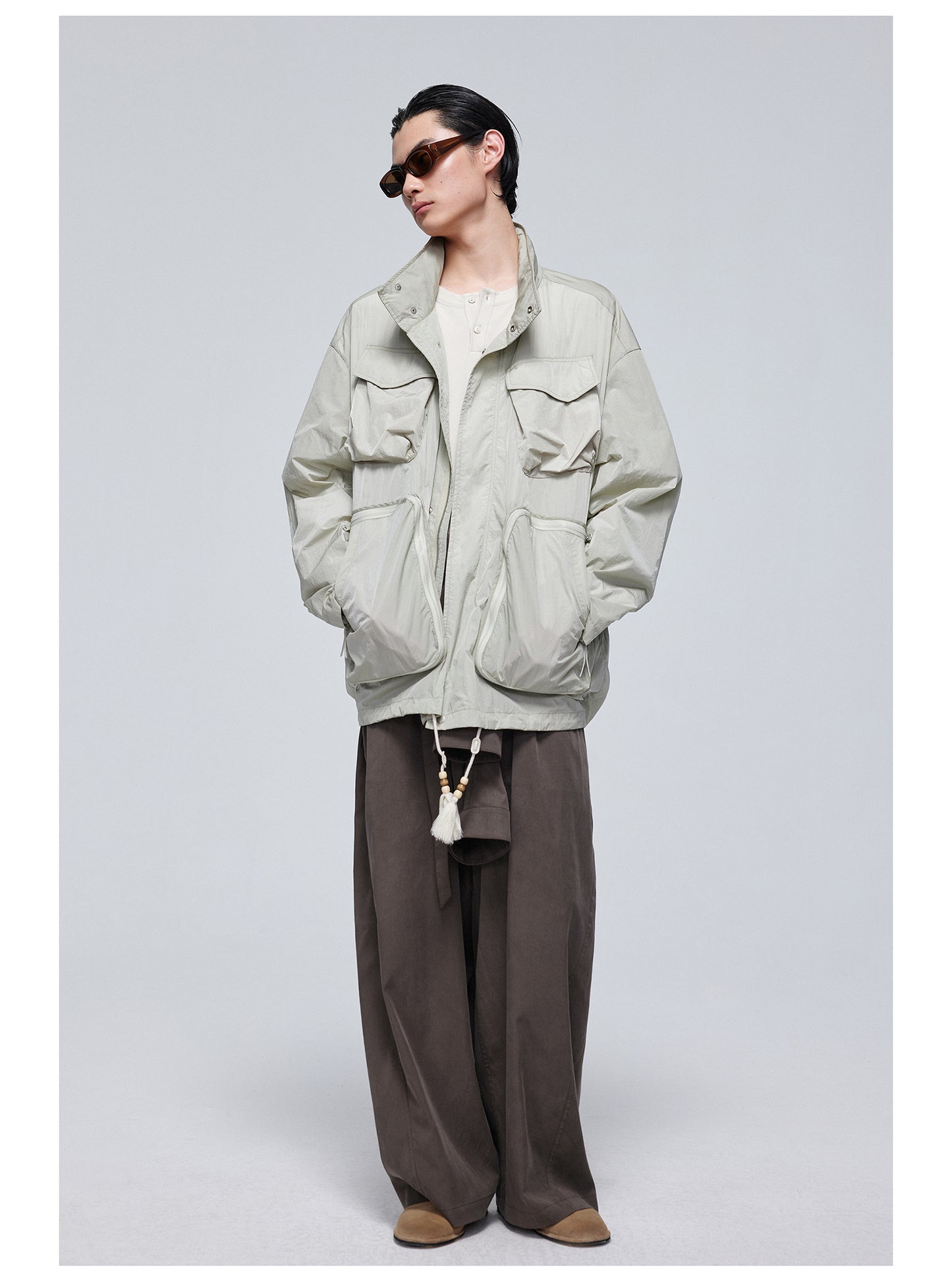 Nylon mid-length jacket