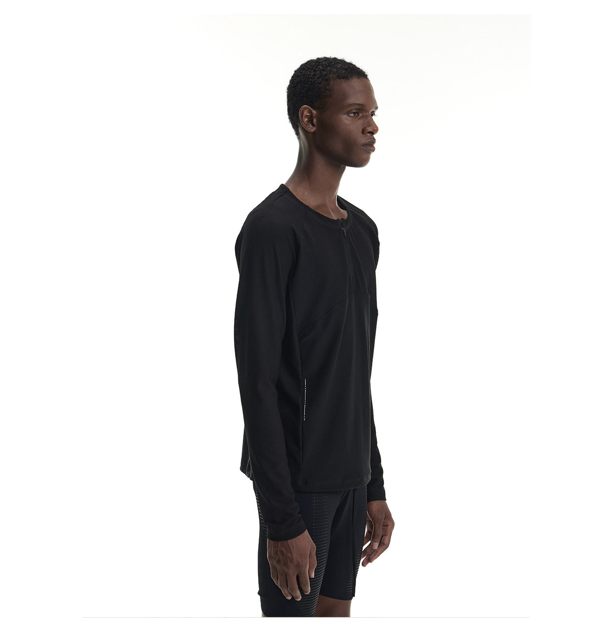 Wrap-Around Neckline T-Shirt with Zipper