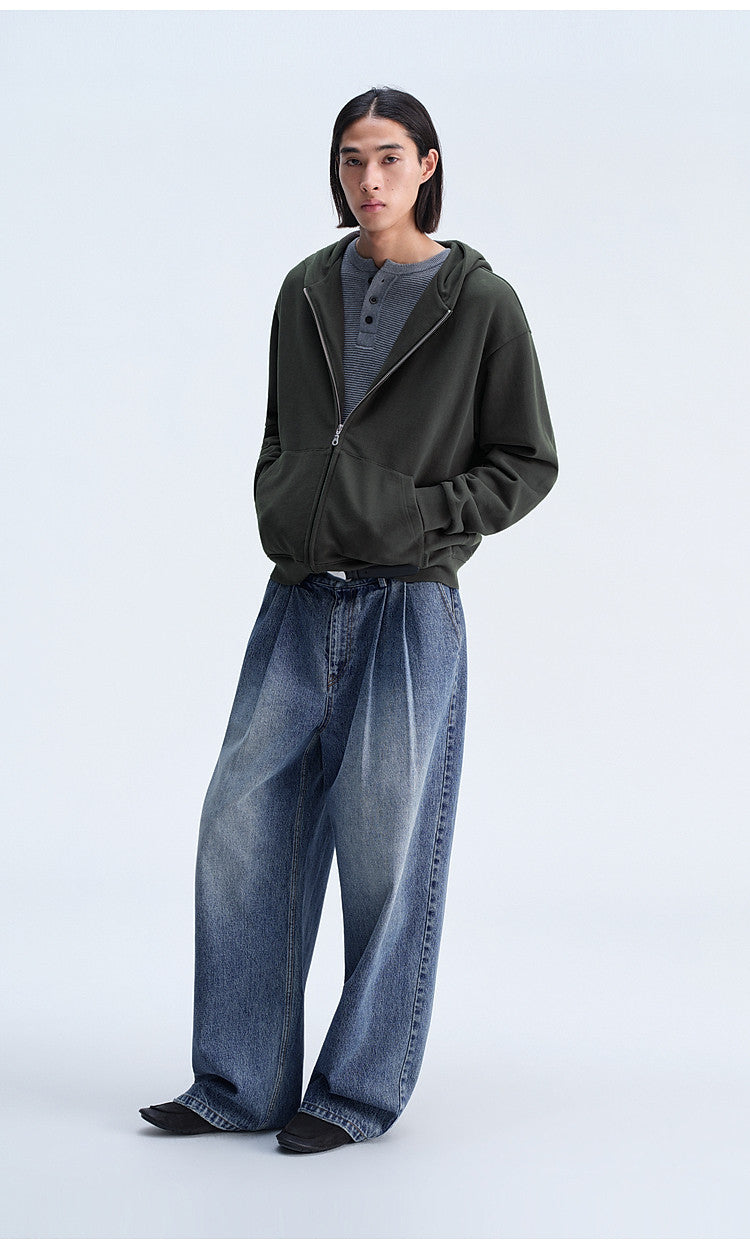 Washed Gradient Mist Double-Pleated Jeans
