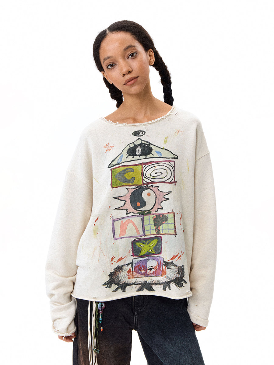 Printed Round Neck Sweatshirt