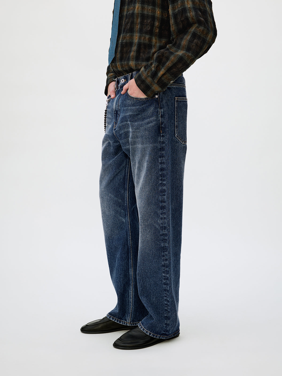 Cotton Twill Straight Leg Jeans