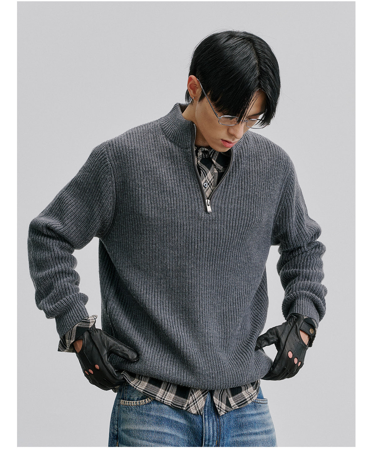 Clean-Fit Design Half-Zip Sweater