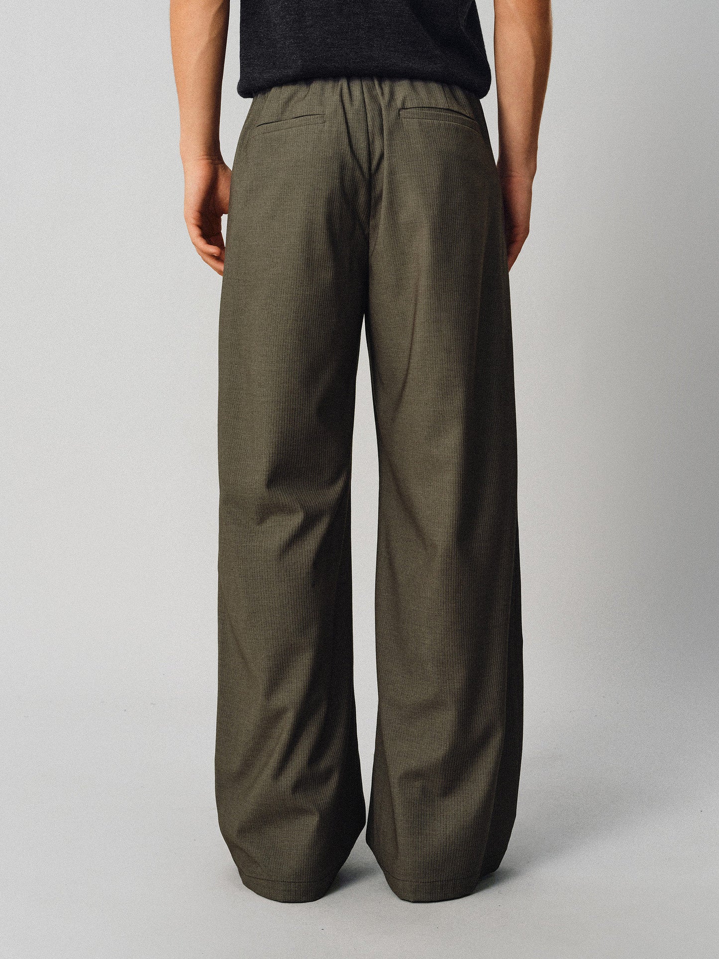 Casual Pants with a Triple-Fold Elastic Waistband