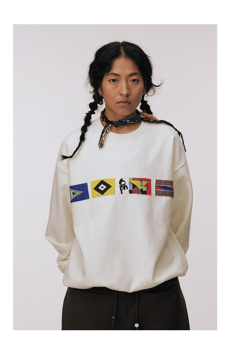 Hand Beaded Flag Sweatshirt