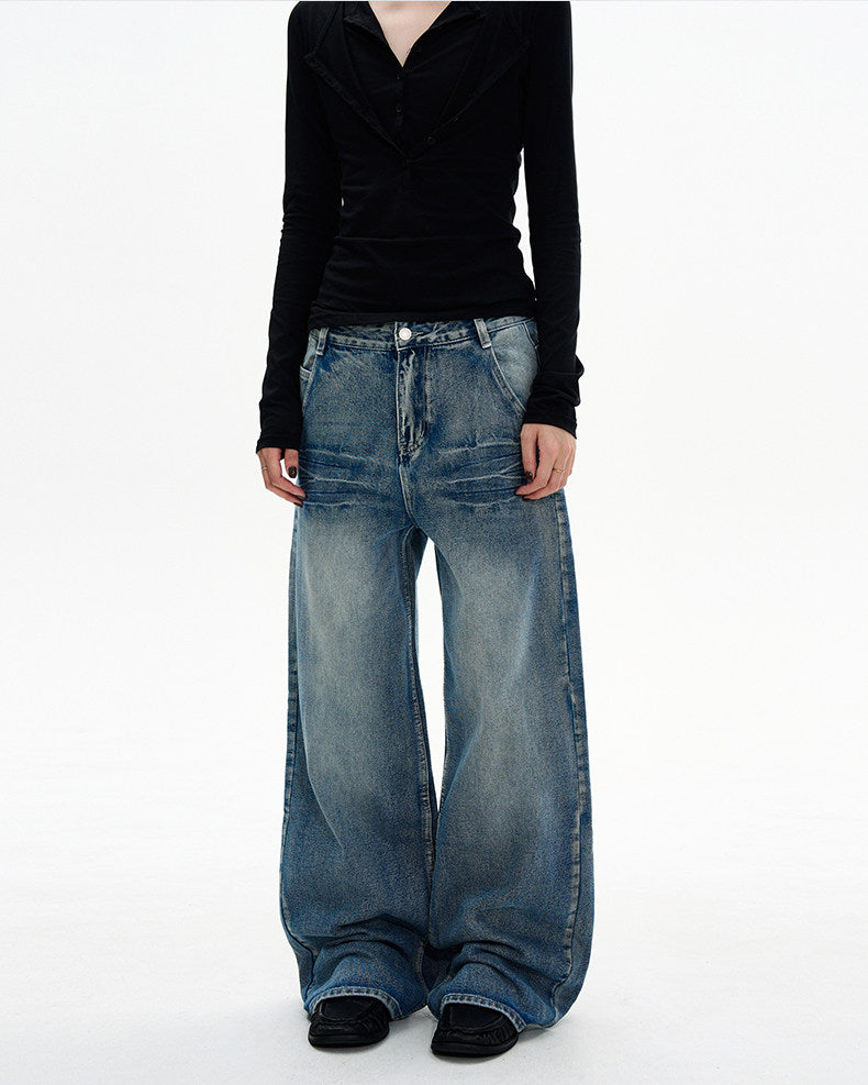 Unisex Crack-Washed Jeans