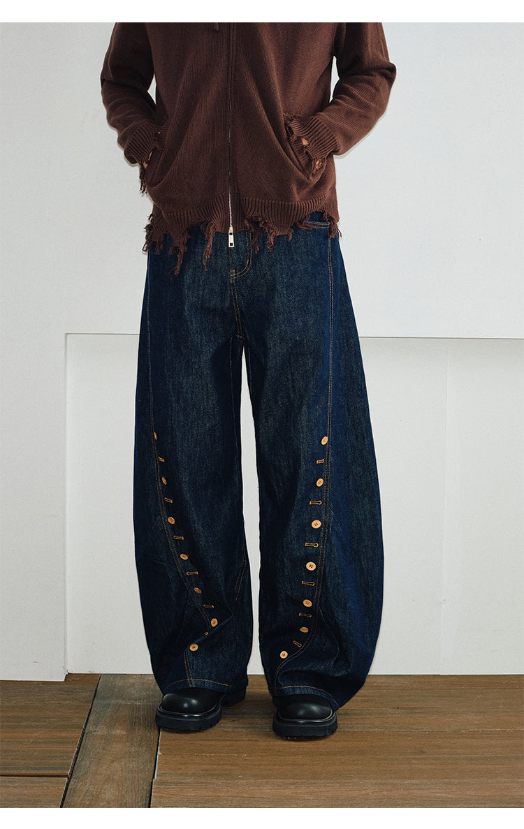 Contrast Button Scimitar Jeans