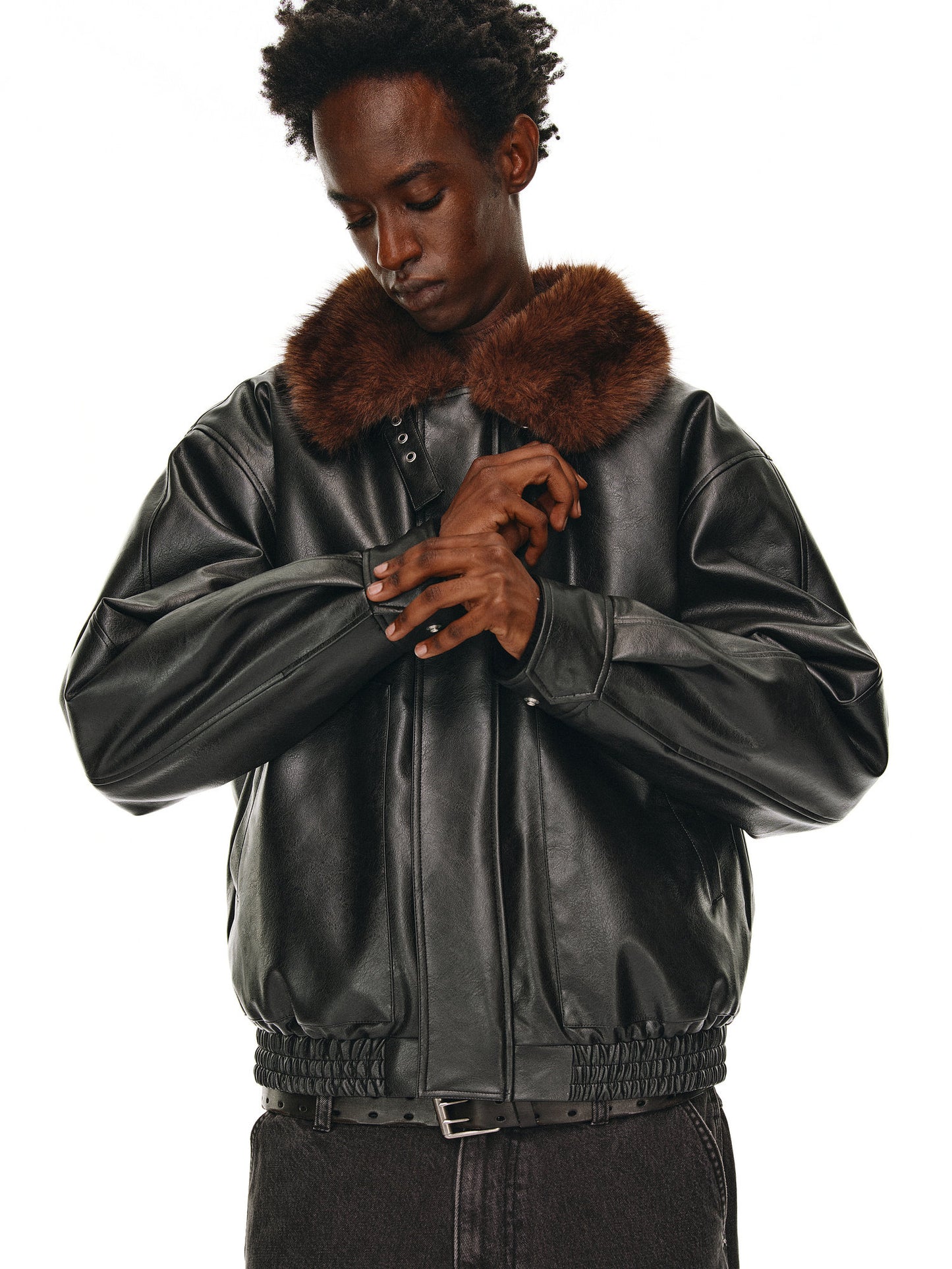 Eco-Friendly Fur Collar Jacket