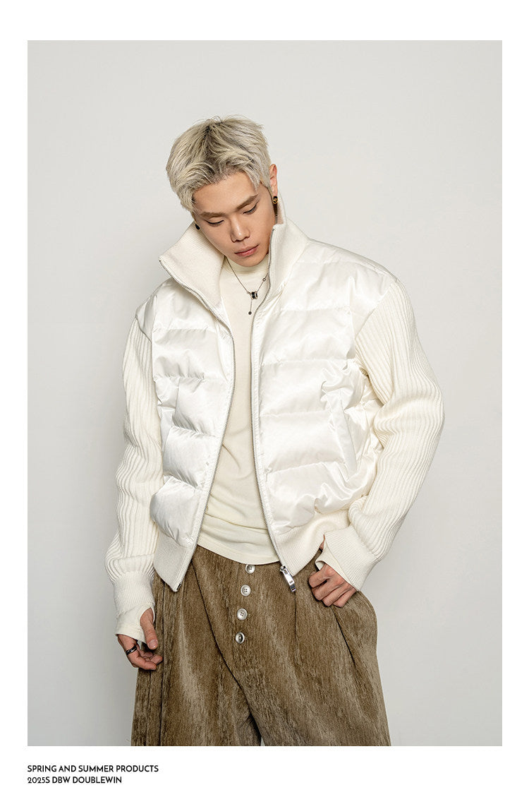 니트 패치워크 다운 재킷