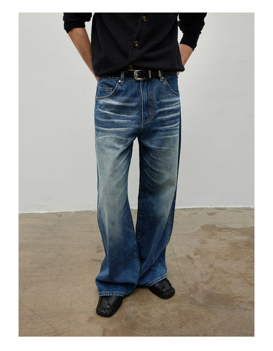 Wash-processed Straight-Leg Jeans