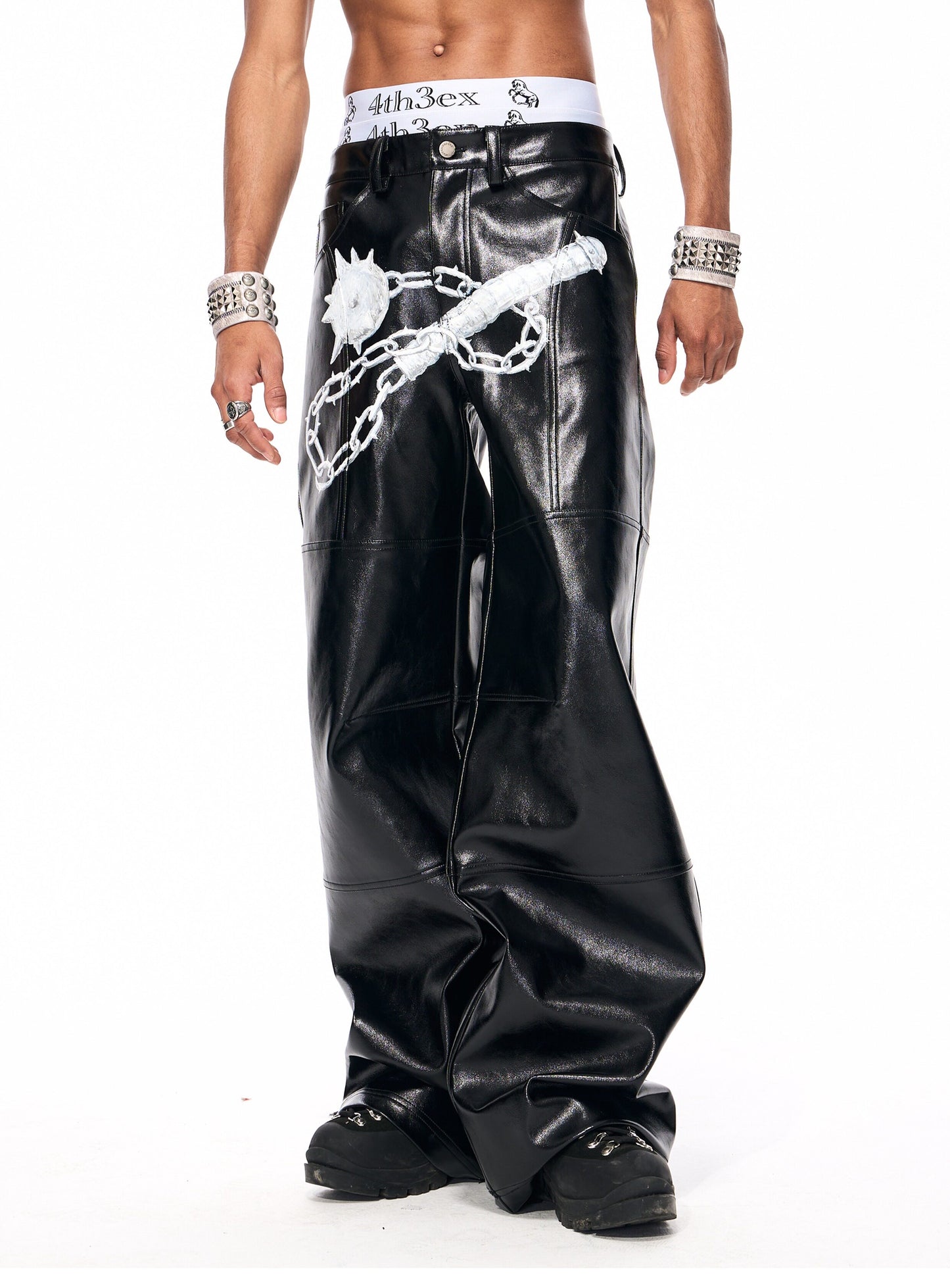 Original Hand-Painted Leather Pants