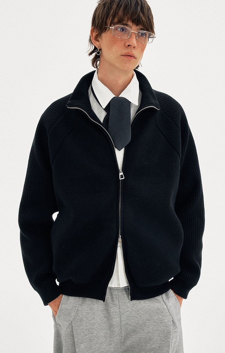 Stand Collar Knit Jacket