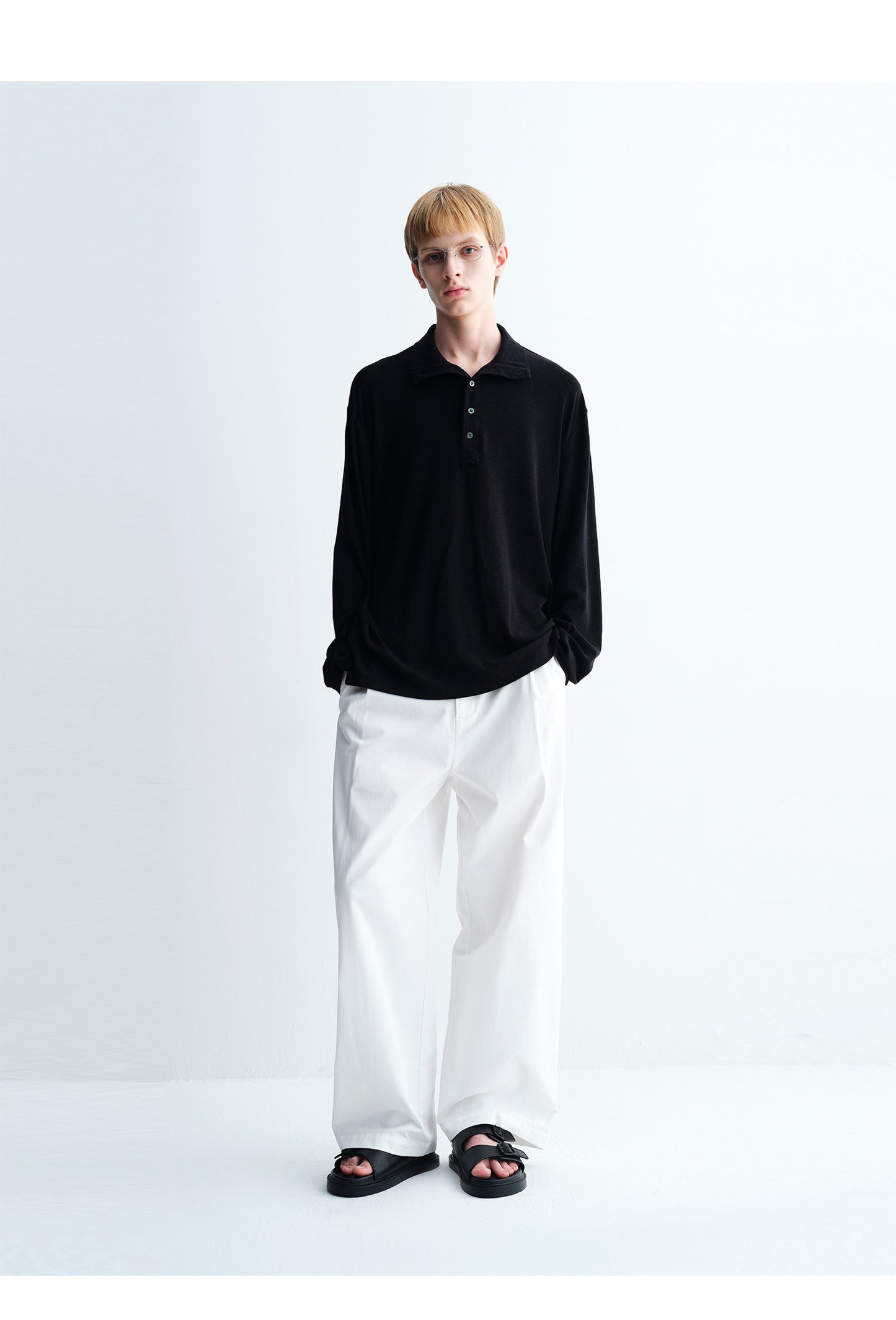 Cotton Textured Wide-Leg Pants