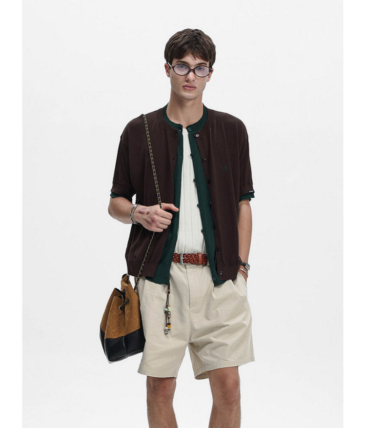 Faux Two-Piece Knit Cardigan
