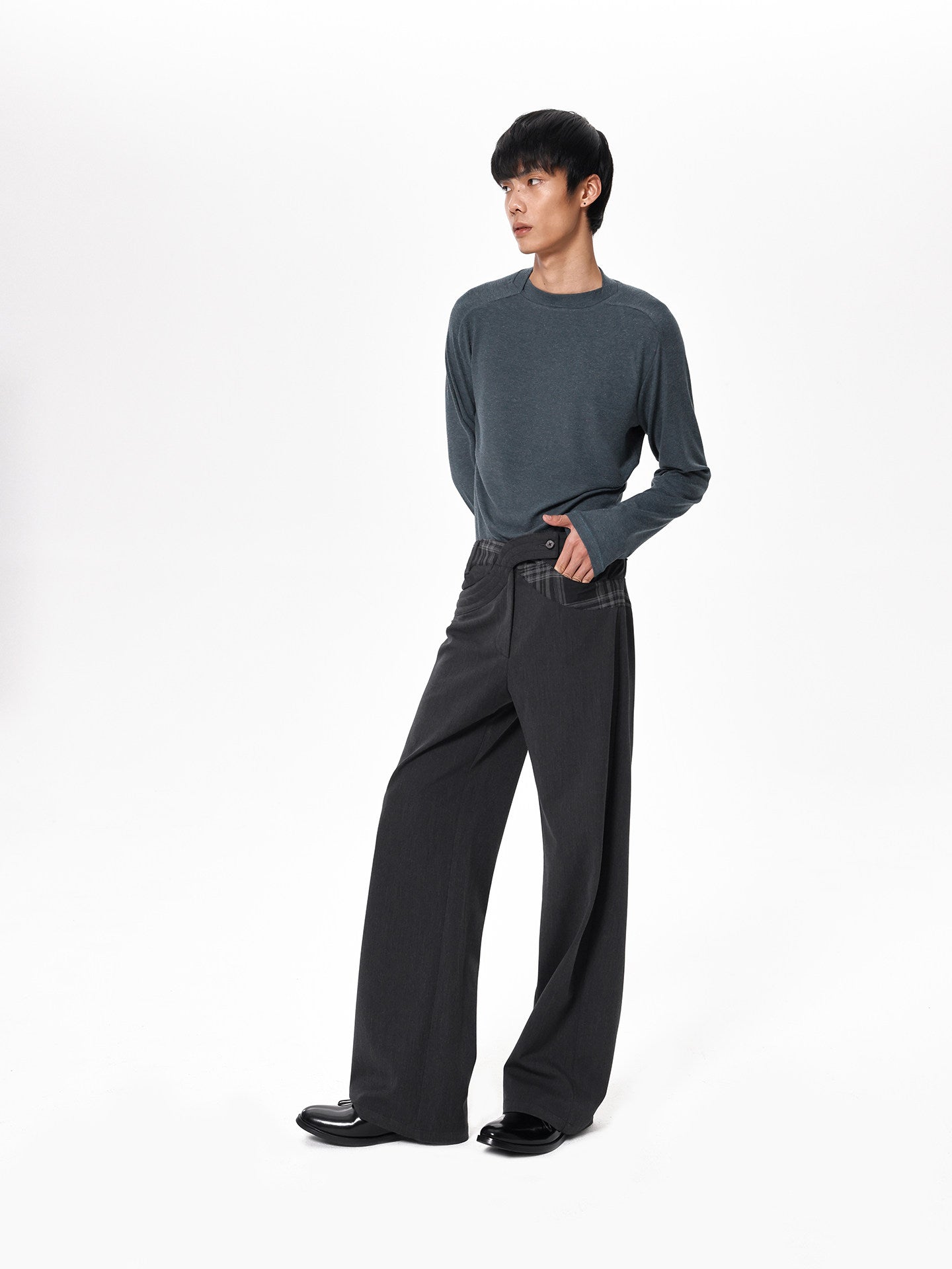 Checkered Straight-Leg Pants