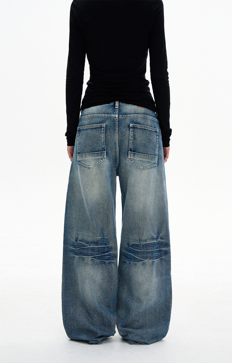 Unisex Crack-Washed Jeans