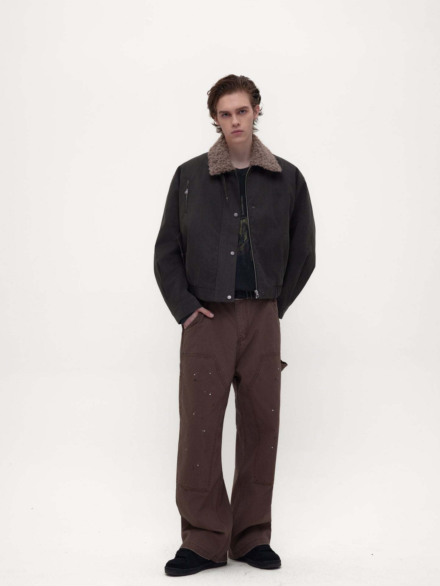 Fur Collar Wax-Coated Jacket