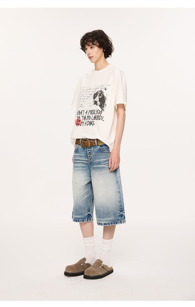 Button-down denim shorts