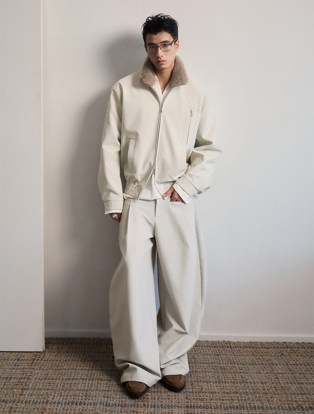 Detachable fur collar jacket