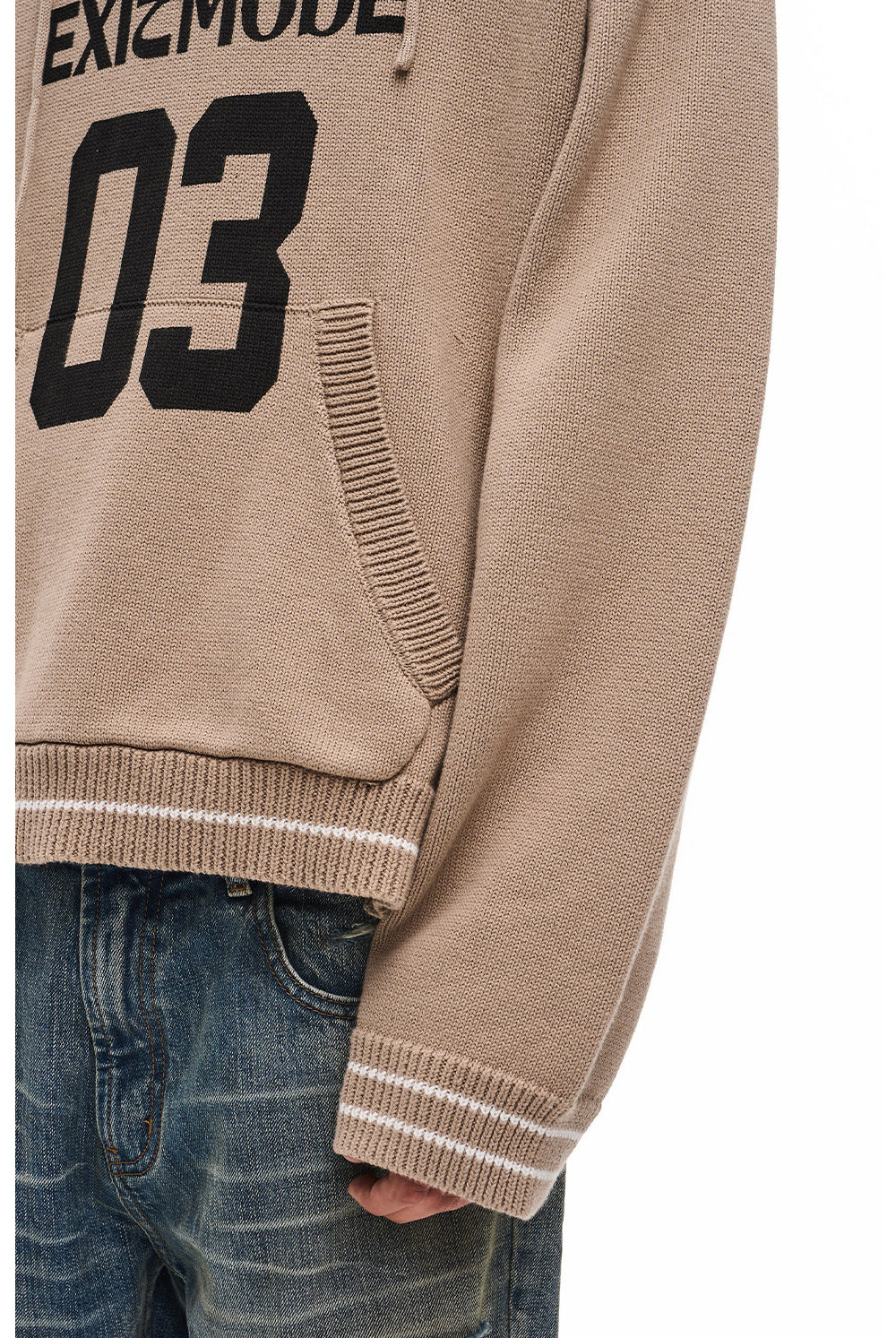 V-Neck Sweater with Embroidered Hood