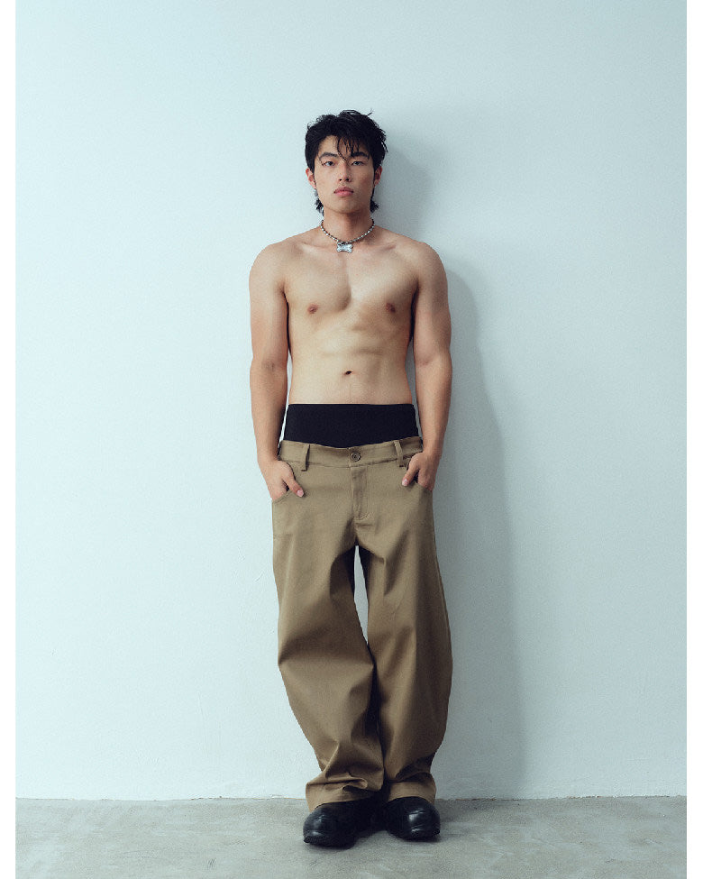 Double-Waistband Casual Pants