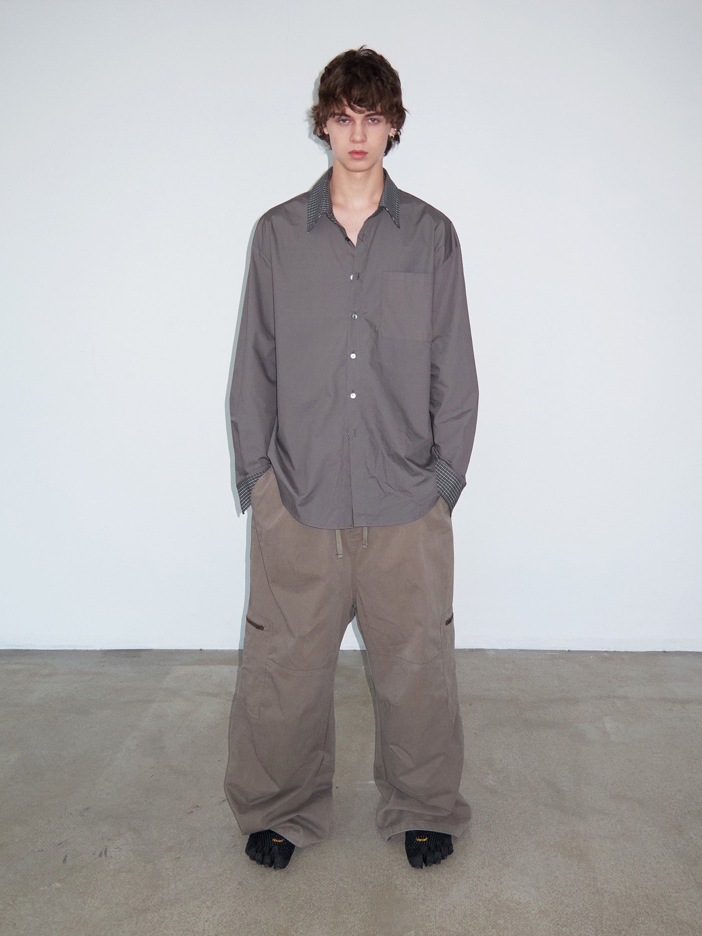 Patchwork-Patterned Shirt in Contrasting Colors