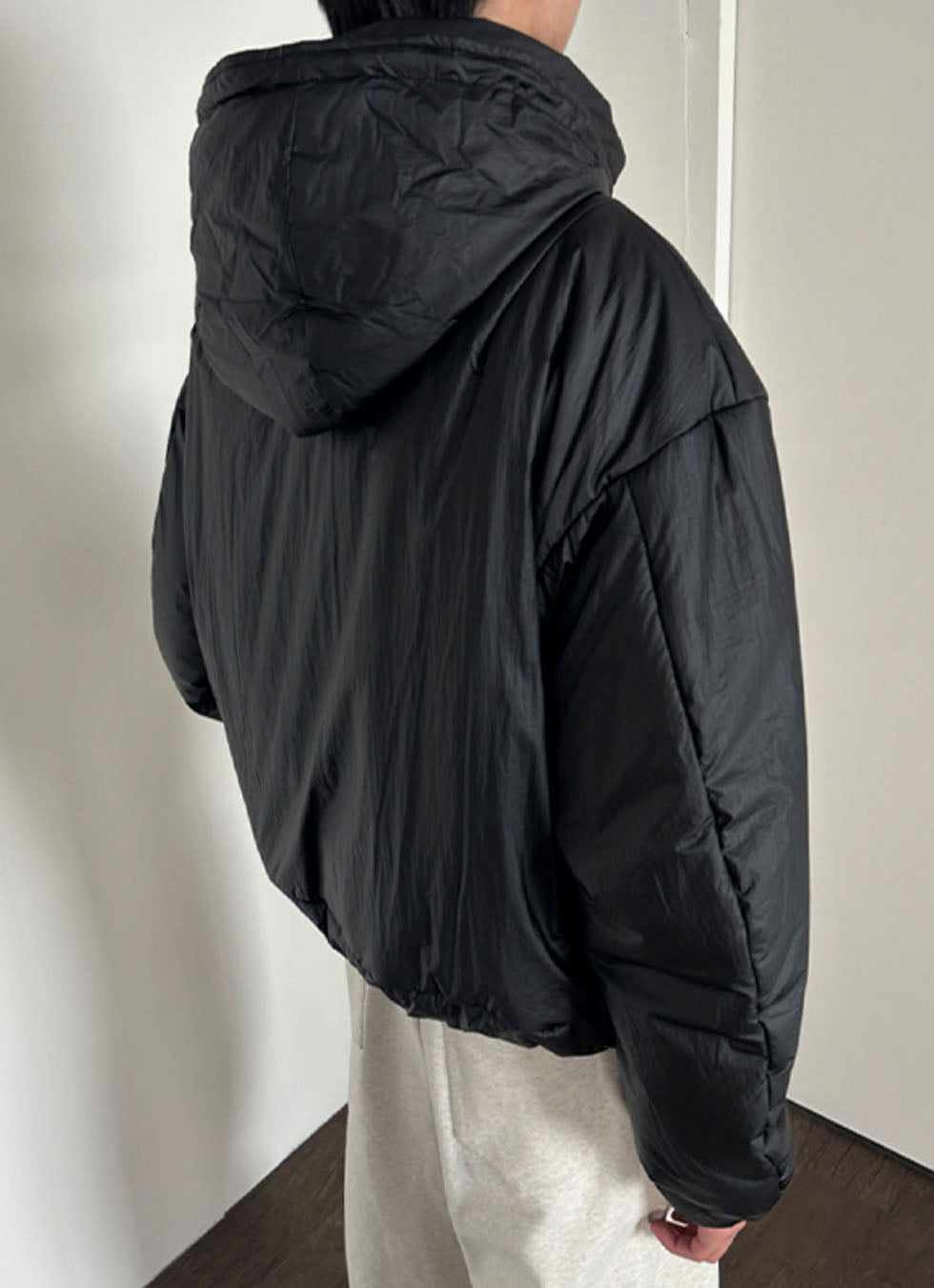 Adjustable Hood Double Zipper Casual Cotton Jacket