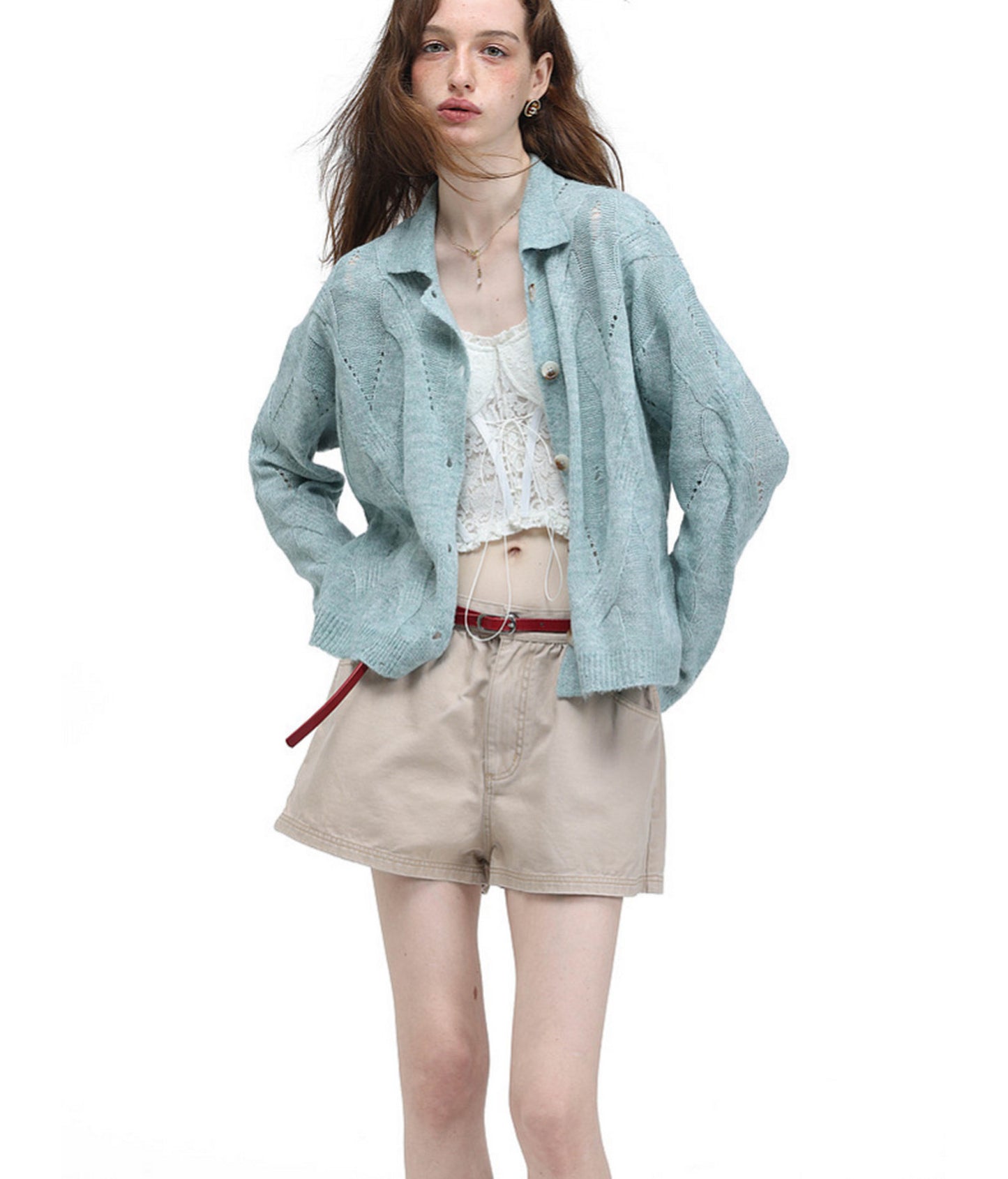 3D Cable-Knit Cardigan