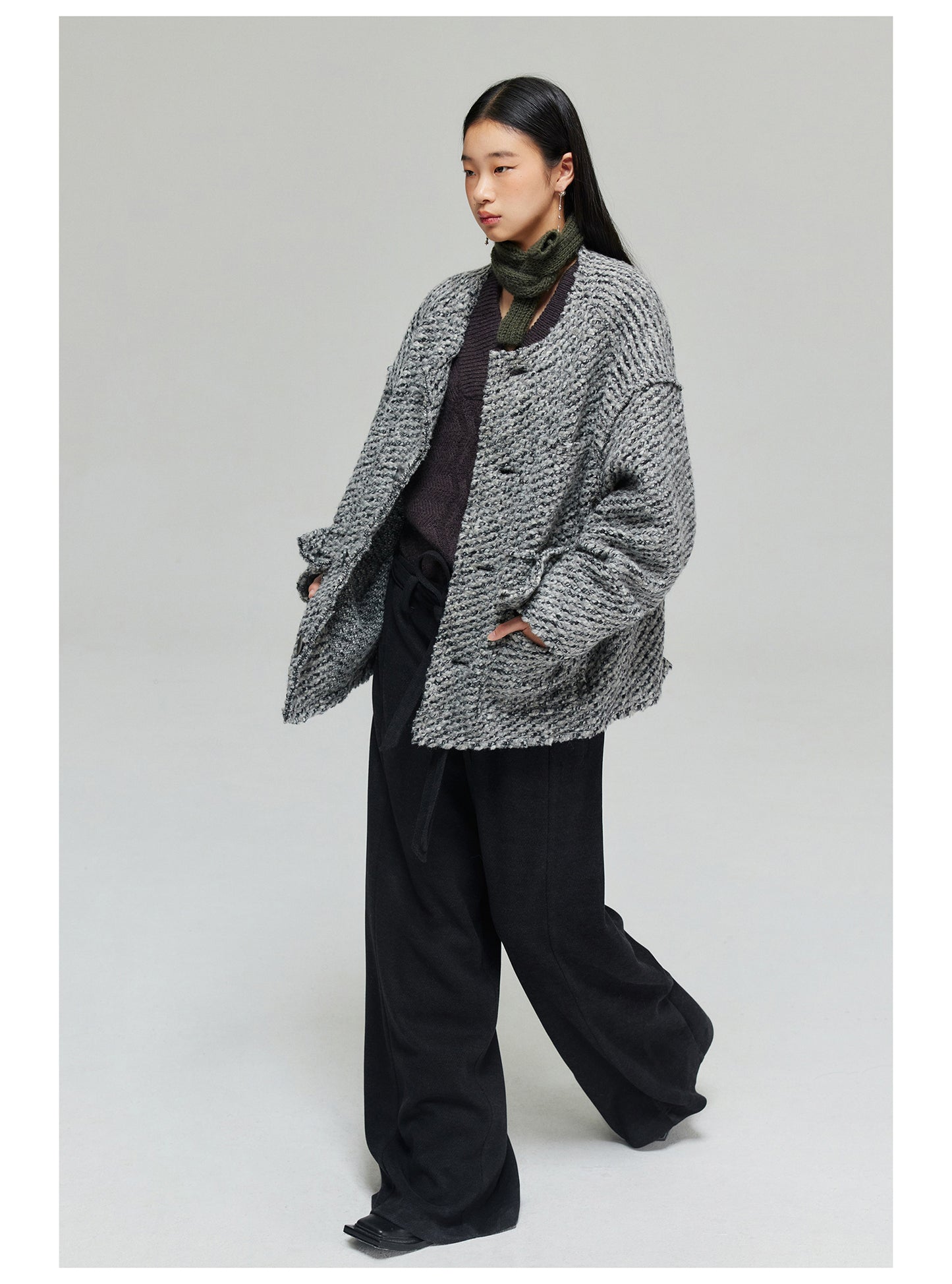 Wool-blend tweed jacket